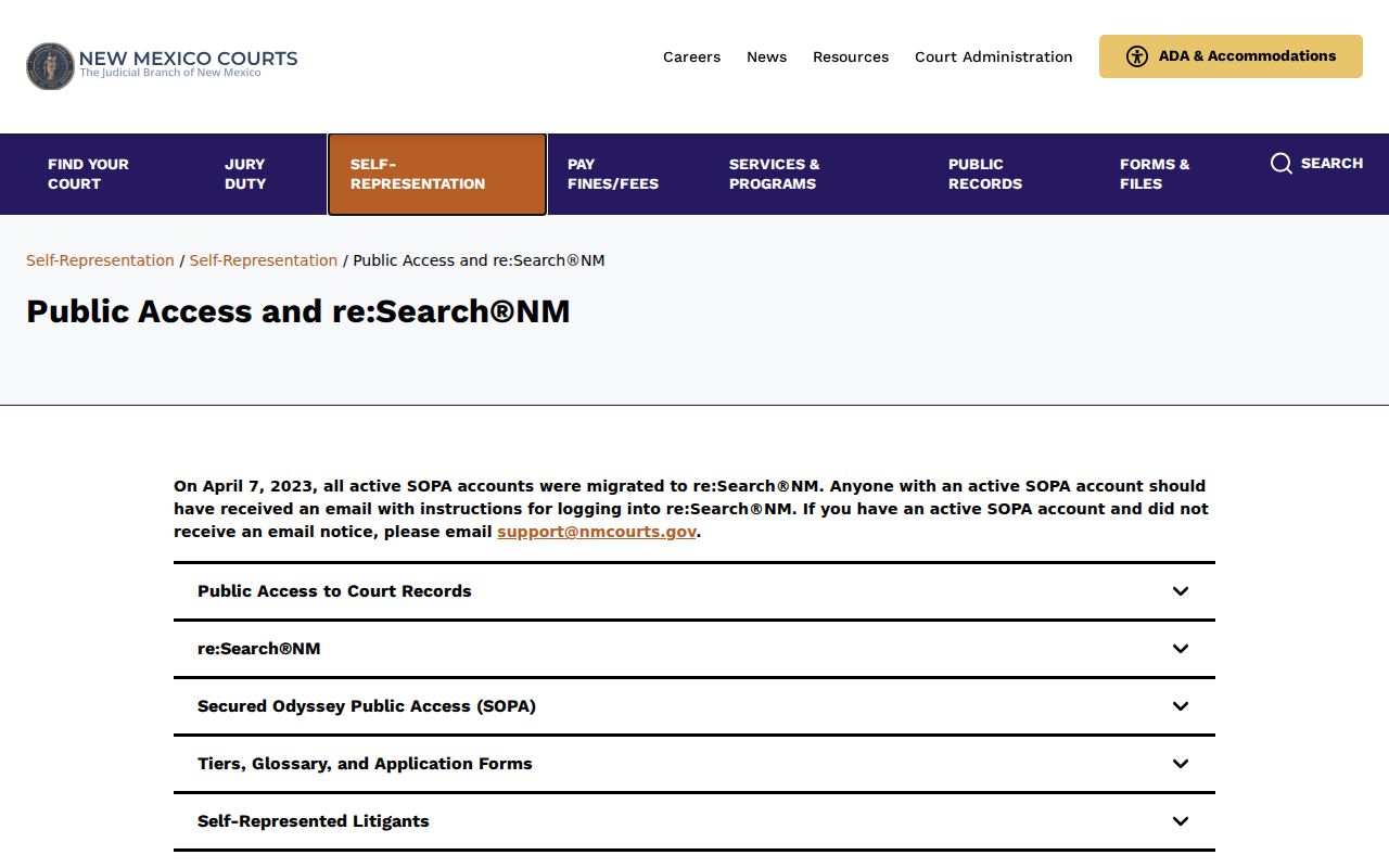 Colfax County case search access information for public Case Lookup and re:SearchNM