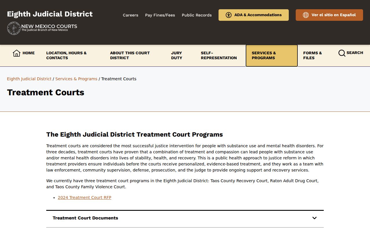 Colfax County criminal dockets and Raton Adult Drug Court program information