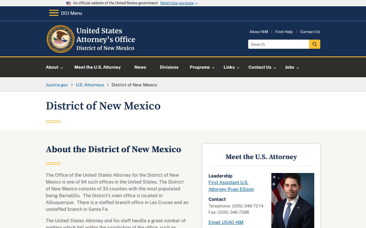 Colfax County criminal dockets and District of New Mexico federal prosecution context