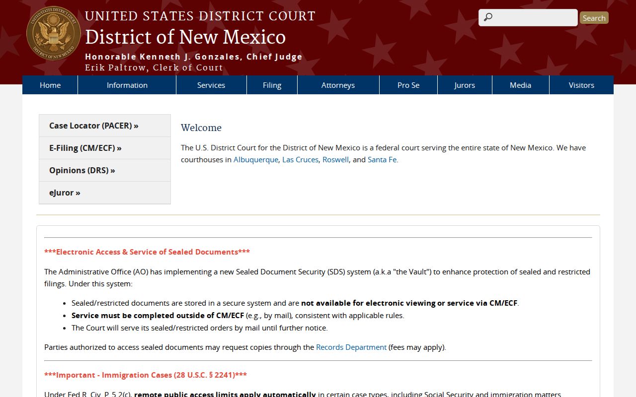 Eagle Nest court docket separate Federal District Court of New Mexico route