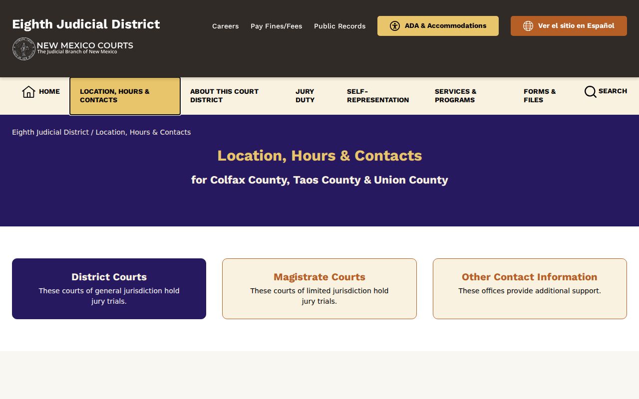 Colfax County court docket access at the Raton district court location