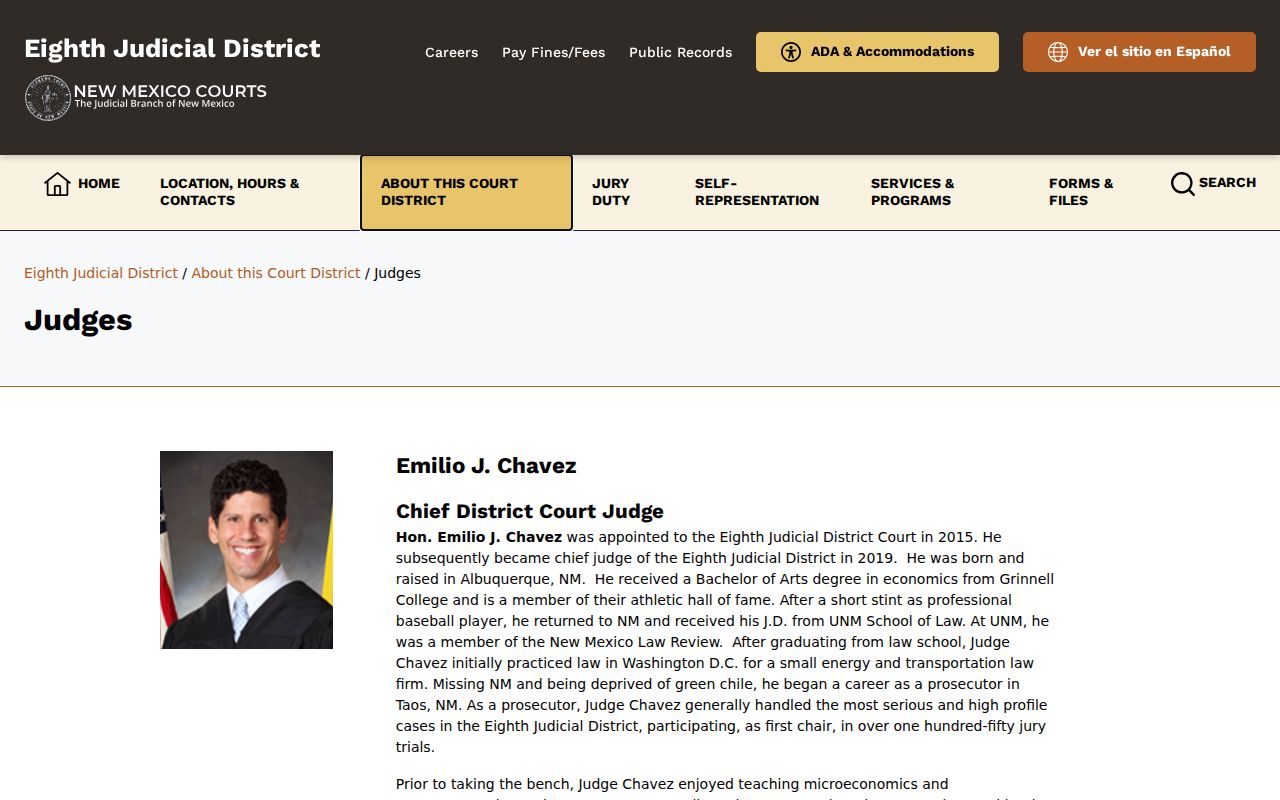 Colfax County court docket judge assignments in the Eighth Judicial District