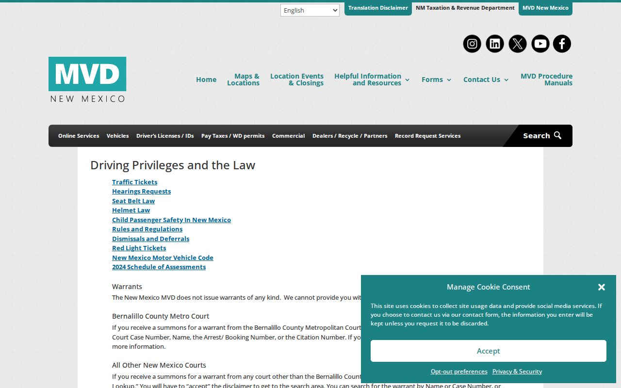 Colfax County traffic court records MVD and court responsibility information